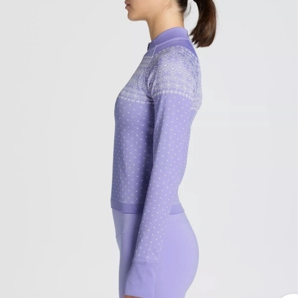 DSG Women purple white longsleeves quarter zip Size M sweater NWT - Picture 4 of 7